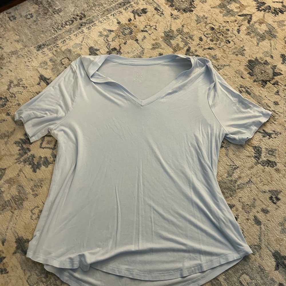 a new day Soft Blue V-Neck Short Sleeve Top